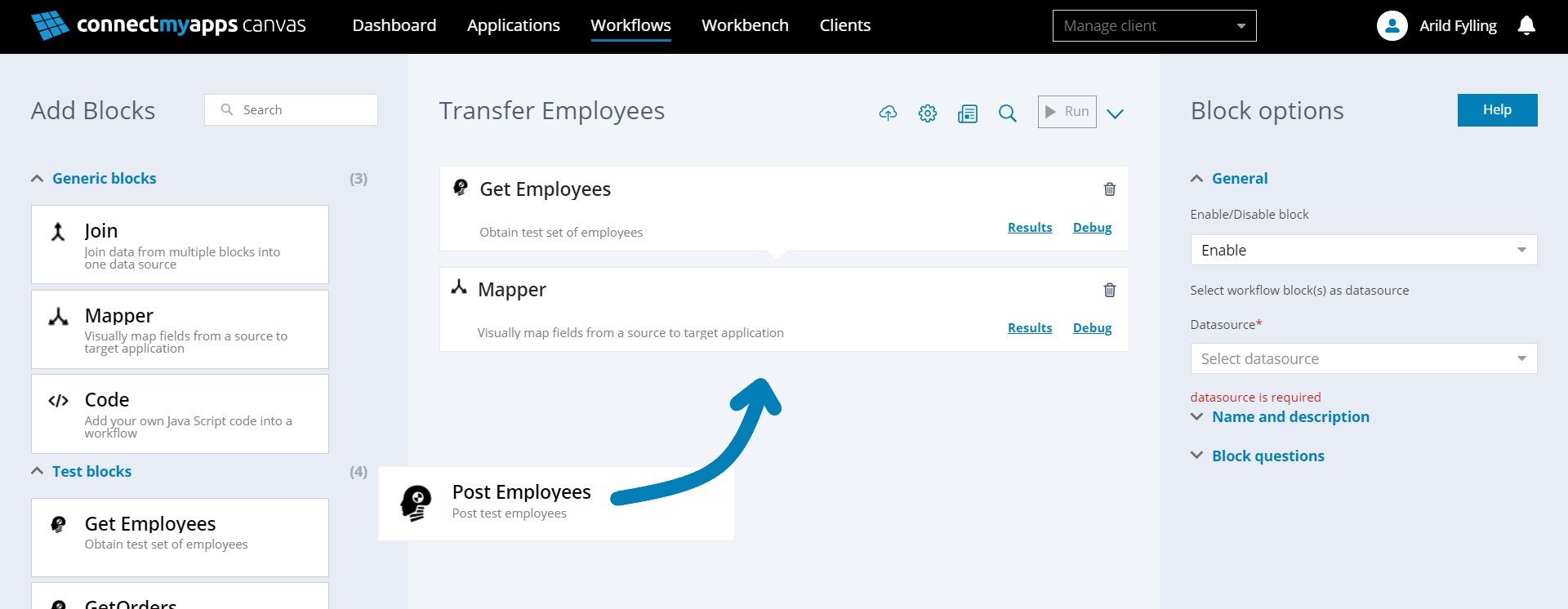 The workflow editor